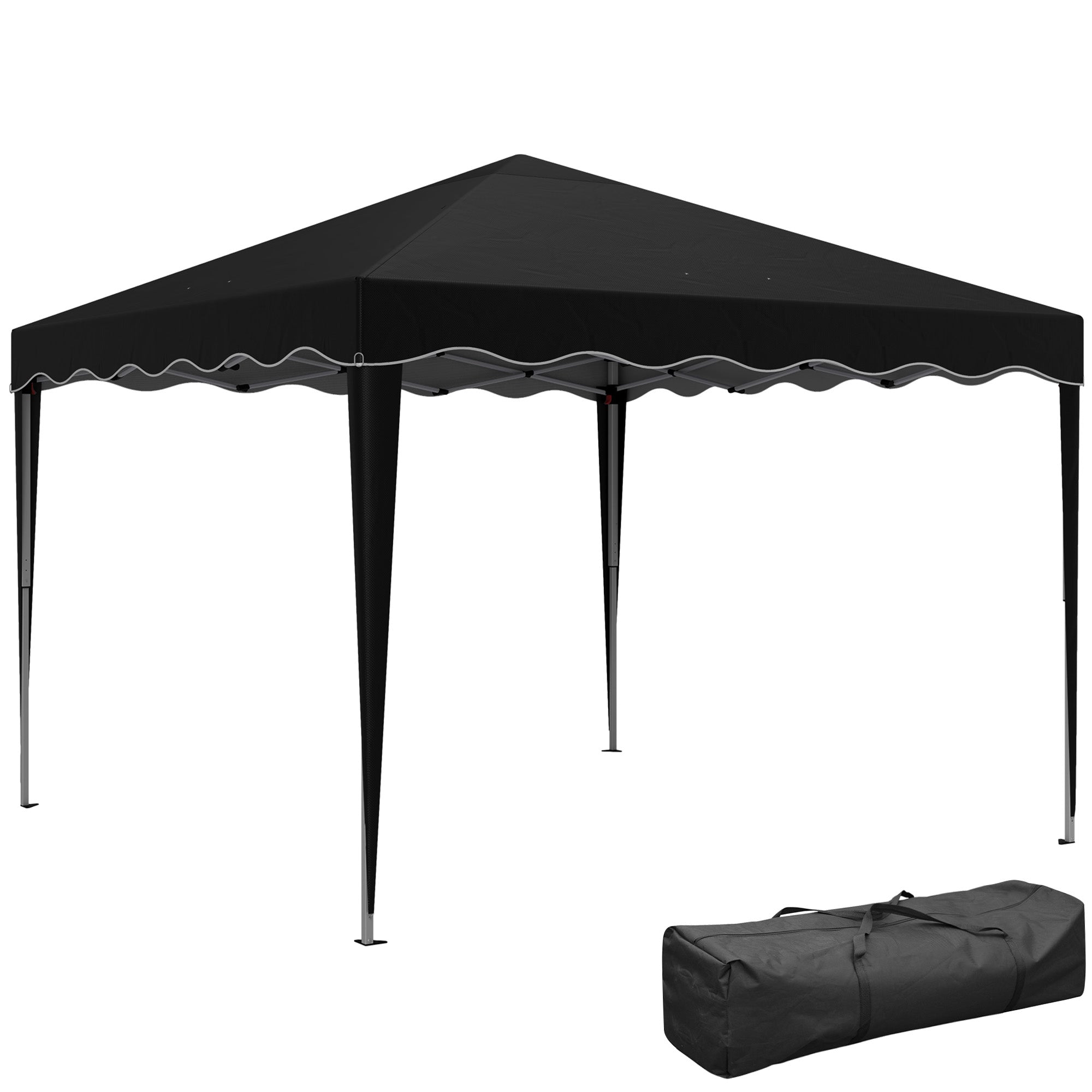 Steel Frame Gazebo with Reflective Lining for Outdoor Events - Black