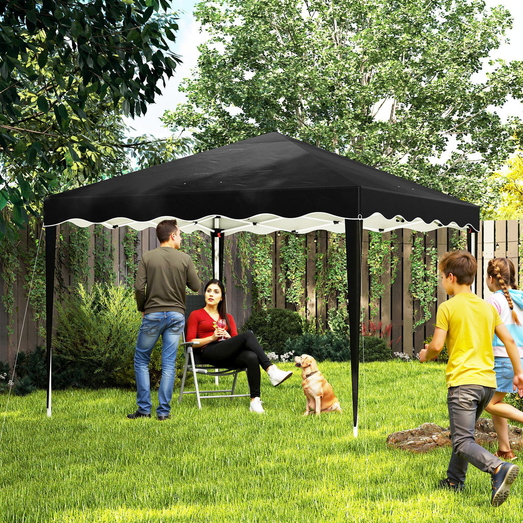 Steel Frame Gazebo with Reflective Lining for Outdoor Events - Black