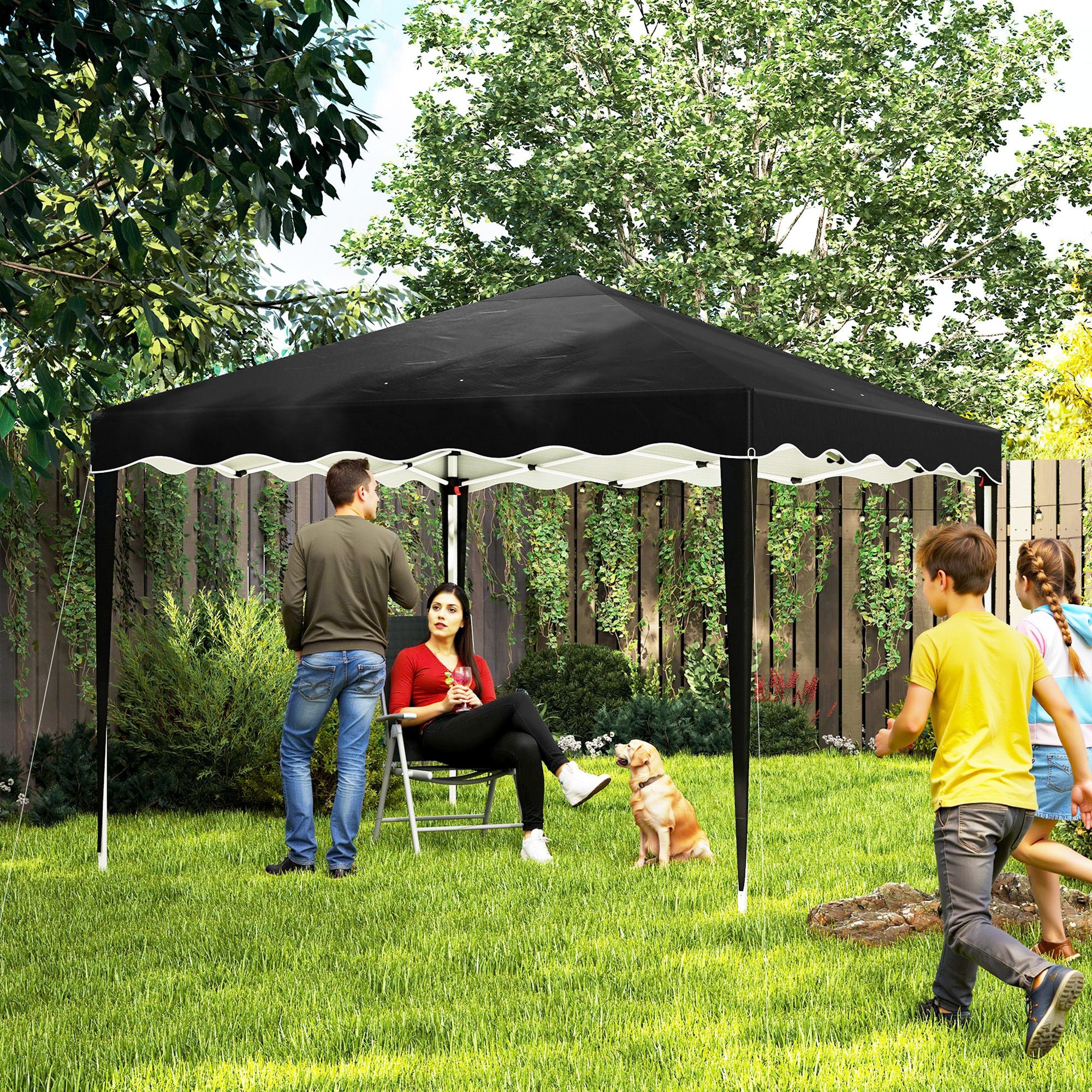 Steel Frame Gazebo with Reflective Lining for Outdoor Events - Black