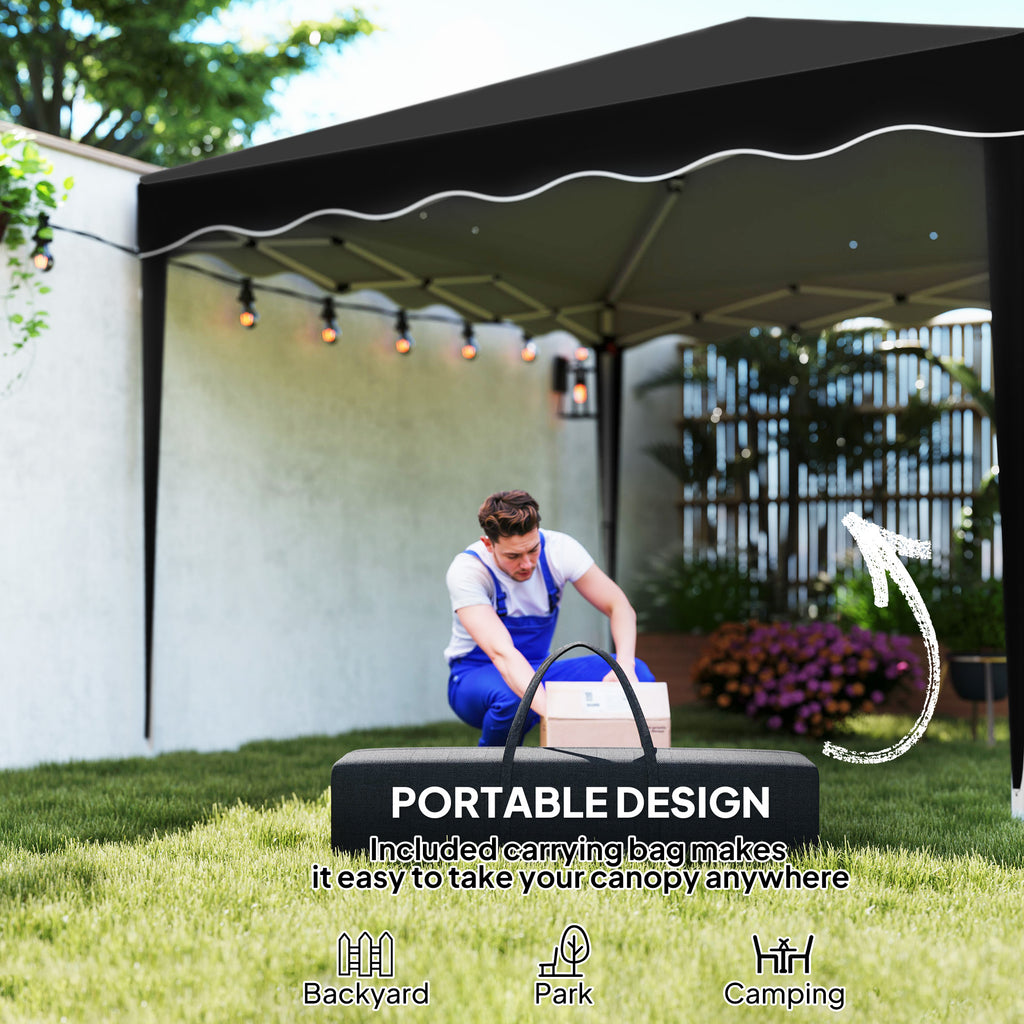 Steel Frame Gazebo with Reflective Lining for Outdoor Events - Black