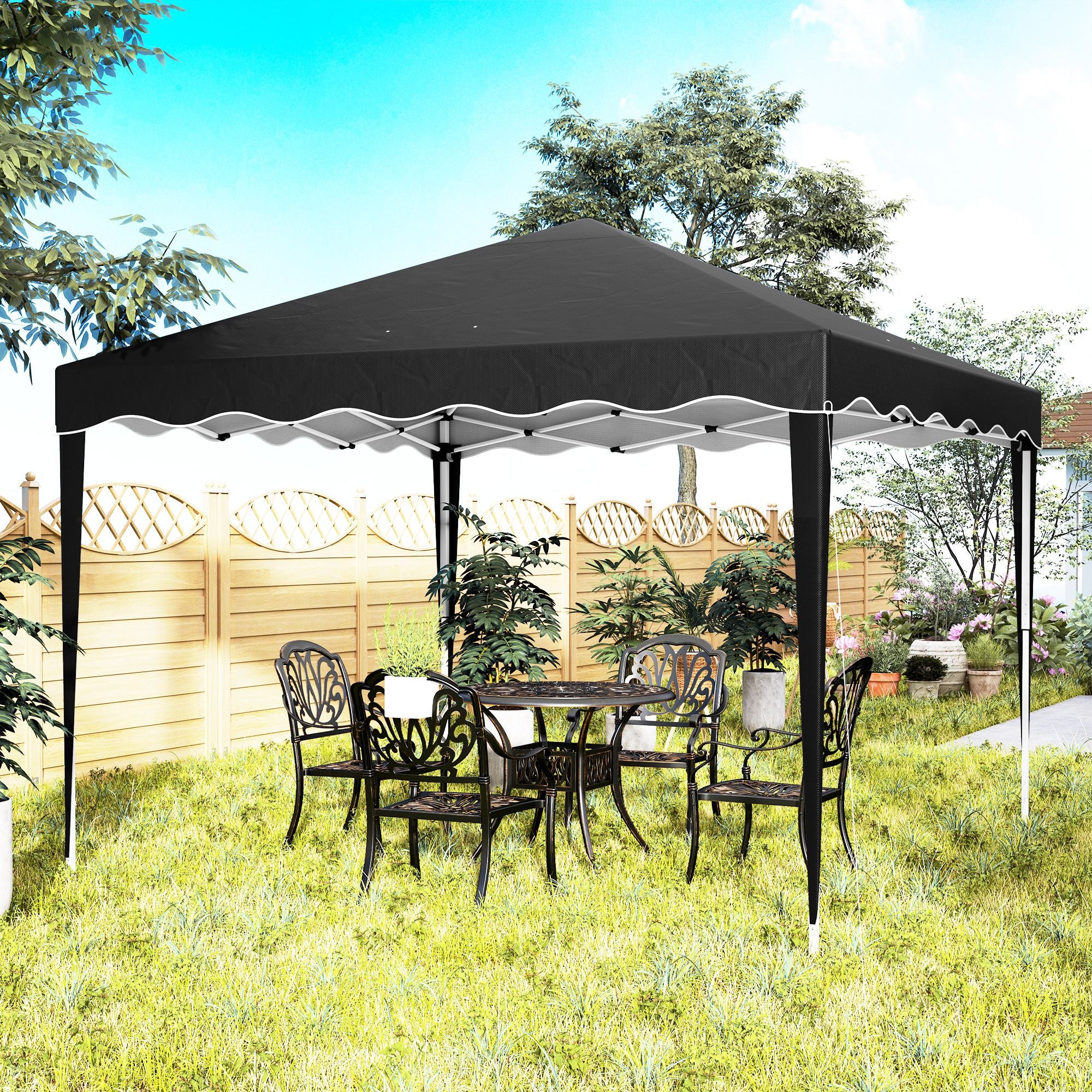 Steel Frame Gazebo with Reflective Lining for Outdoor Events - Black