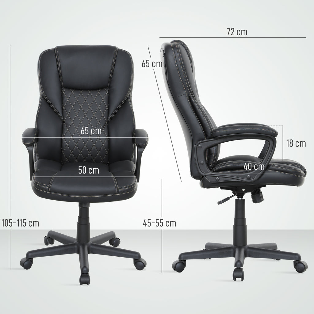 HOMCOM High Back Executive Office Chair with Adjustable Height Arms Black