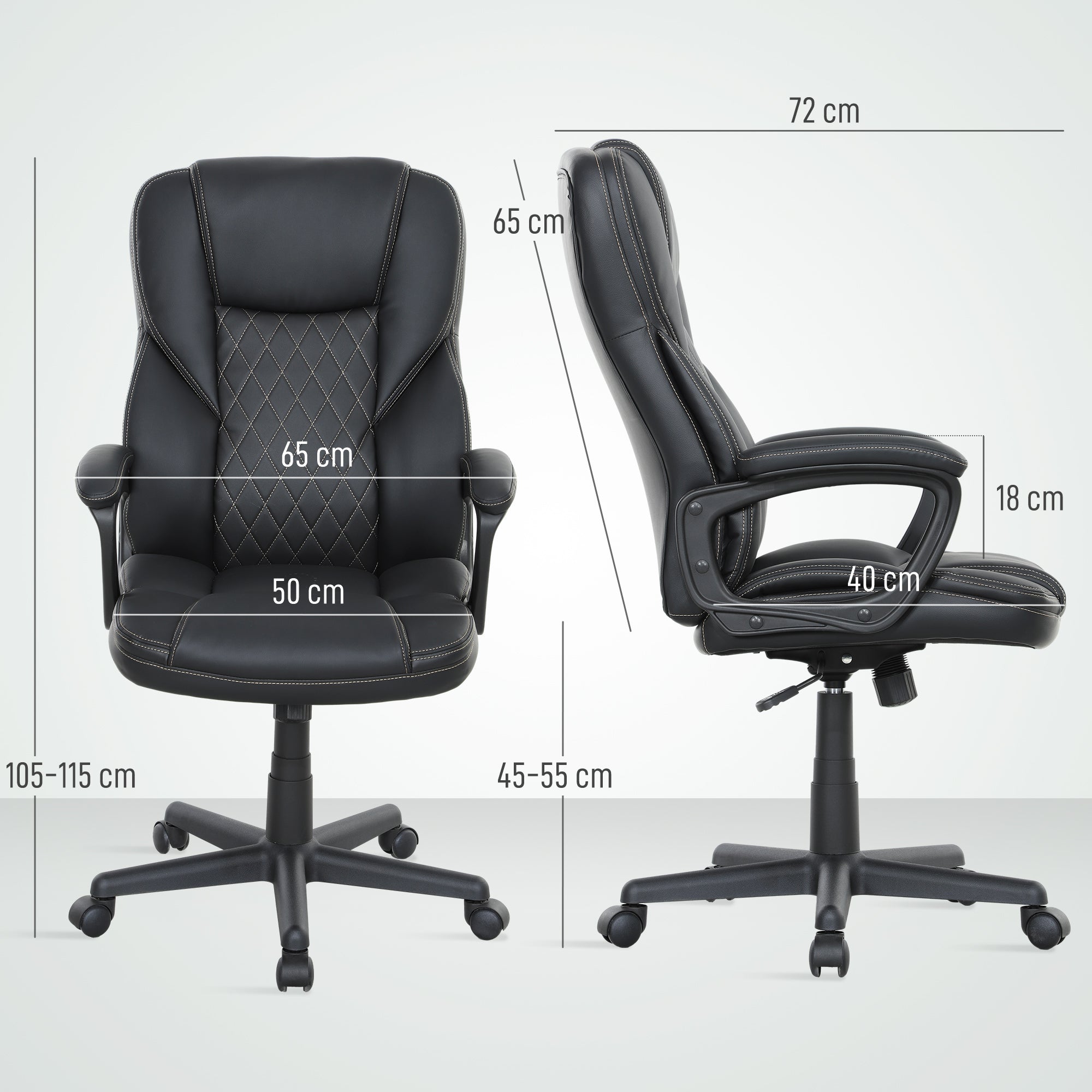 HOMCOM High Back Executive Office Chair with Adjustable Height Arms Black