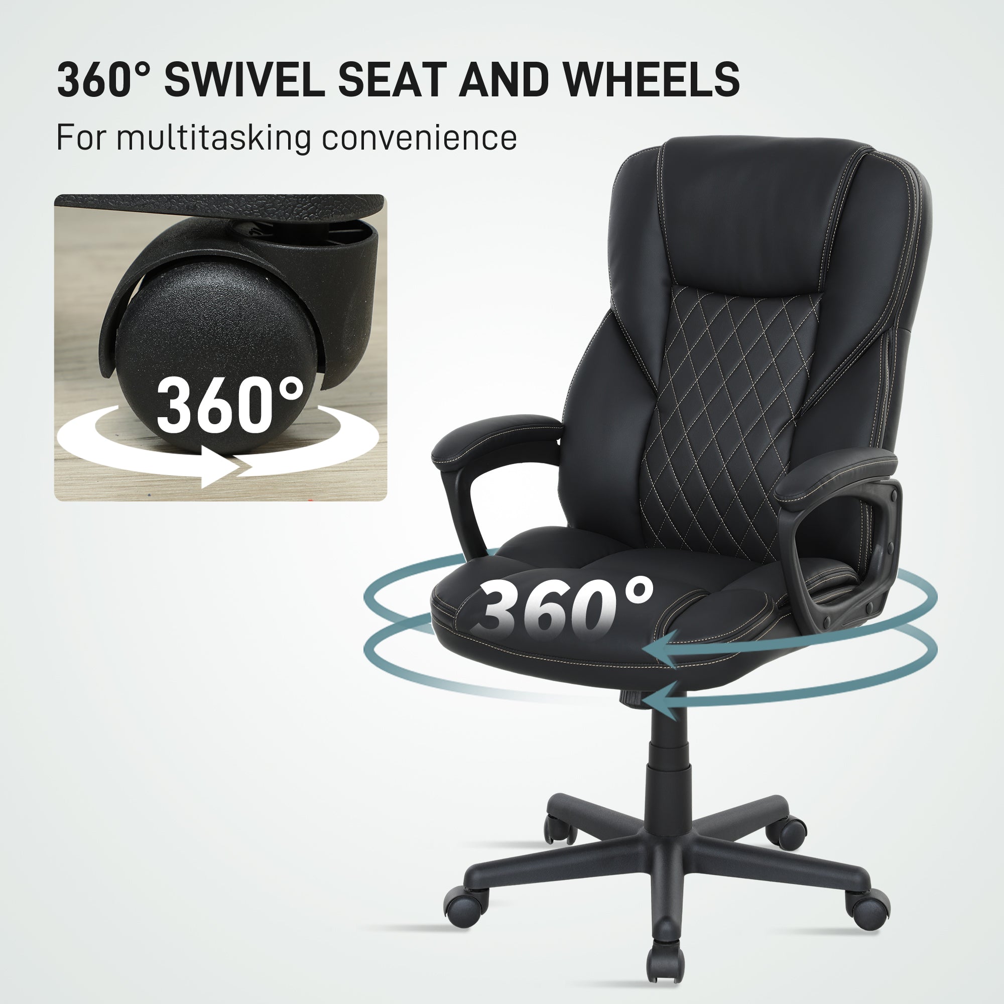 HOMCOM High Back Executive Office Chair with Adjustable Height Arms Black