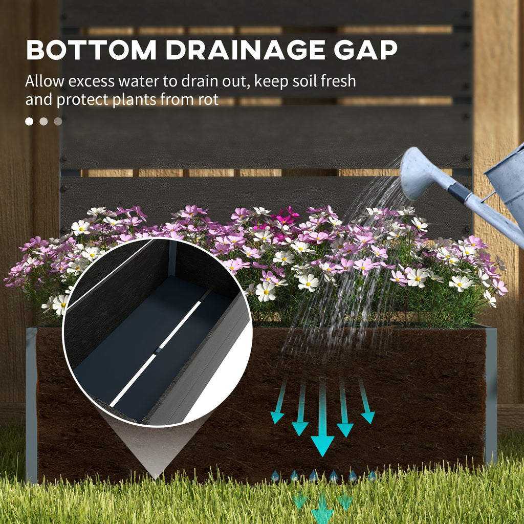 Outsunny Raised Garden Bed with Trellis and Drainage Hole, Planter Box Black