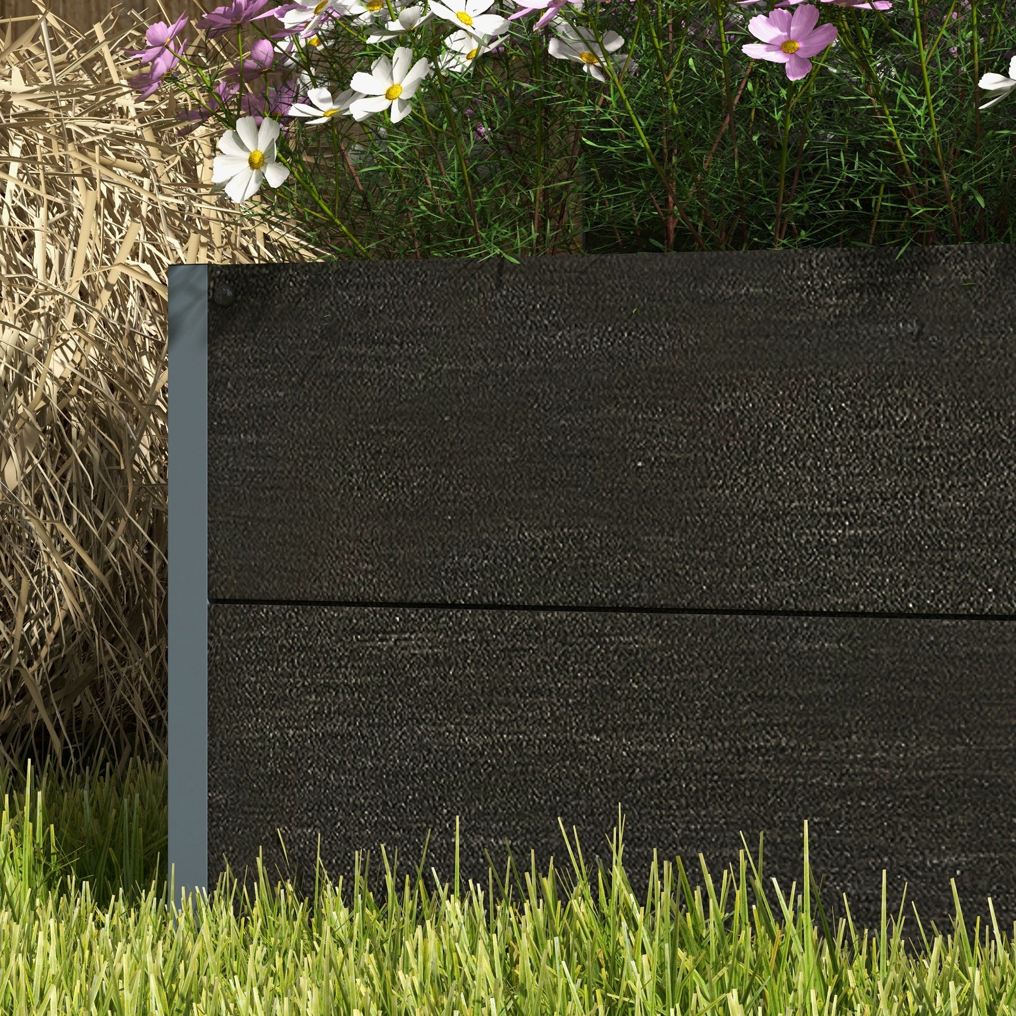 Outsunny Raised Garden Bed with Trellis and Drainage Hole, Planter Box Black