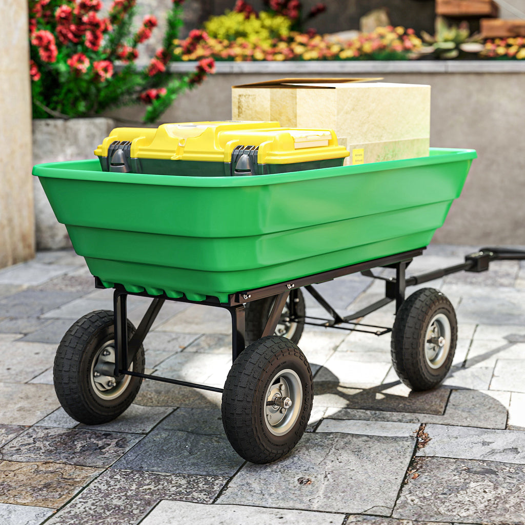 Outsunny Set of Four 10" Pneumatic Wheels for Barn Carts, Garden Cart Black