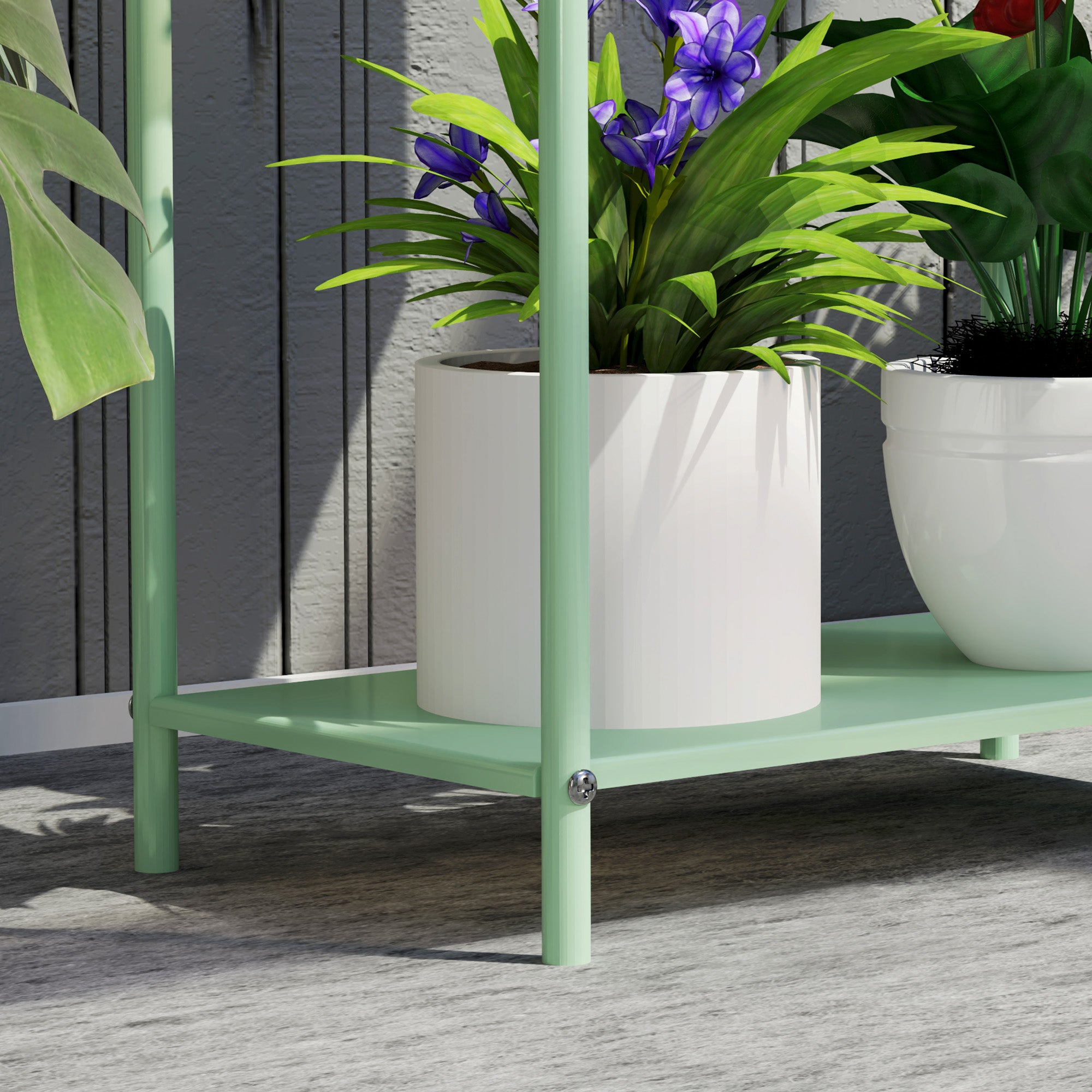 Elegant Green Metal Plant Stand - Two-Tier Design for Versatile Arrangements