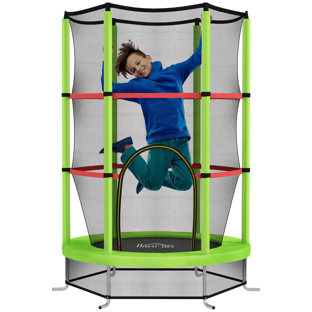 HOMCOM Kids Trampoline Mini Bouncer w/ Enclosure Net for 3-6 Years Green
