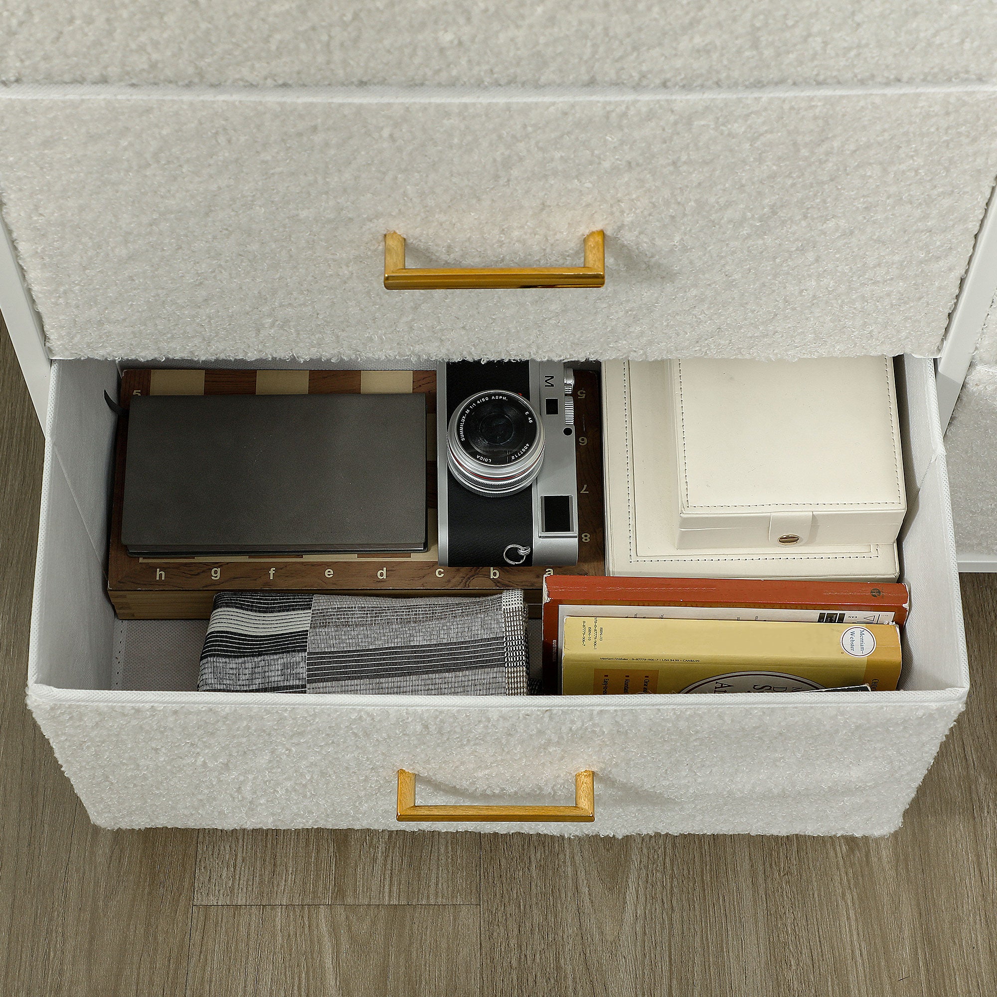 Stylish Cream White Storage Unit with Nine Drawers and Durable Steel Frame