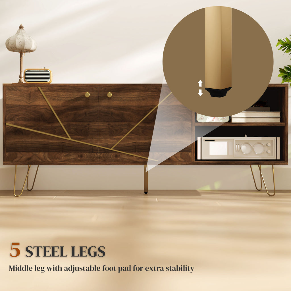 Stylish Wooden TV Stand with Adjustable Shelves & Cable Management - 130cm