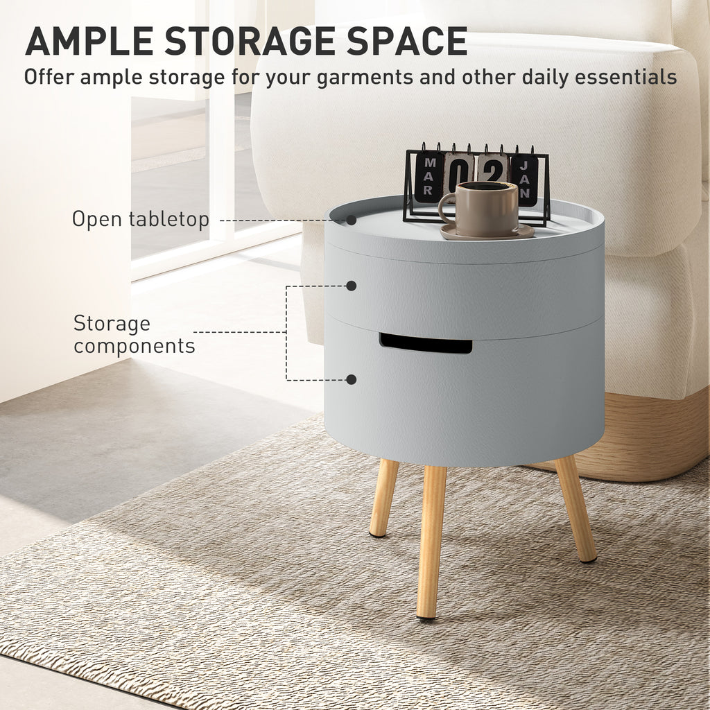 HOMCOM Side Coffee Table End Desk Night Stand w/ Detachable Tray, Grey