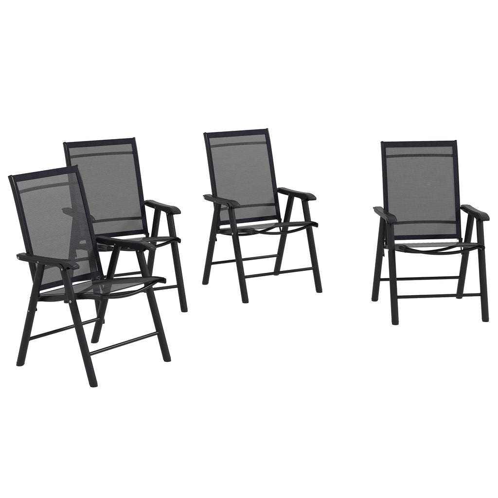 Outsunny 4-PCS Garden Armchairs Outdoor Patio Folding Furniture Black