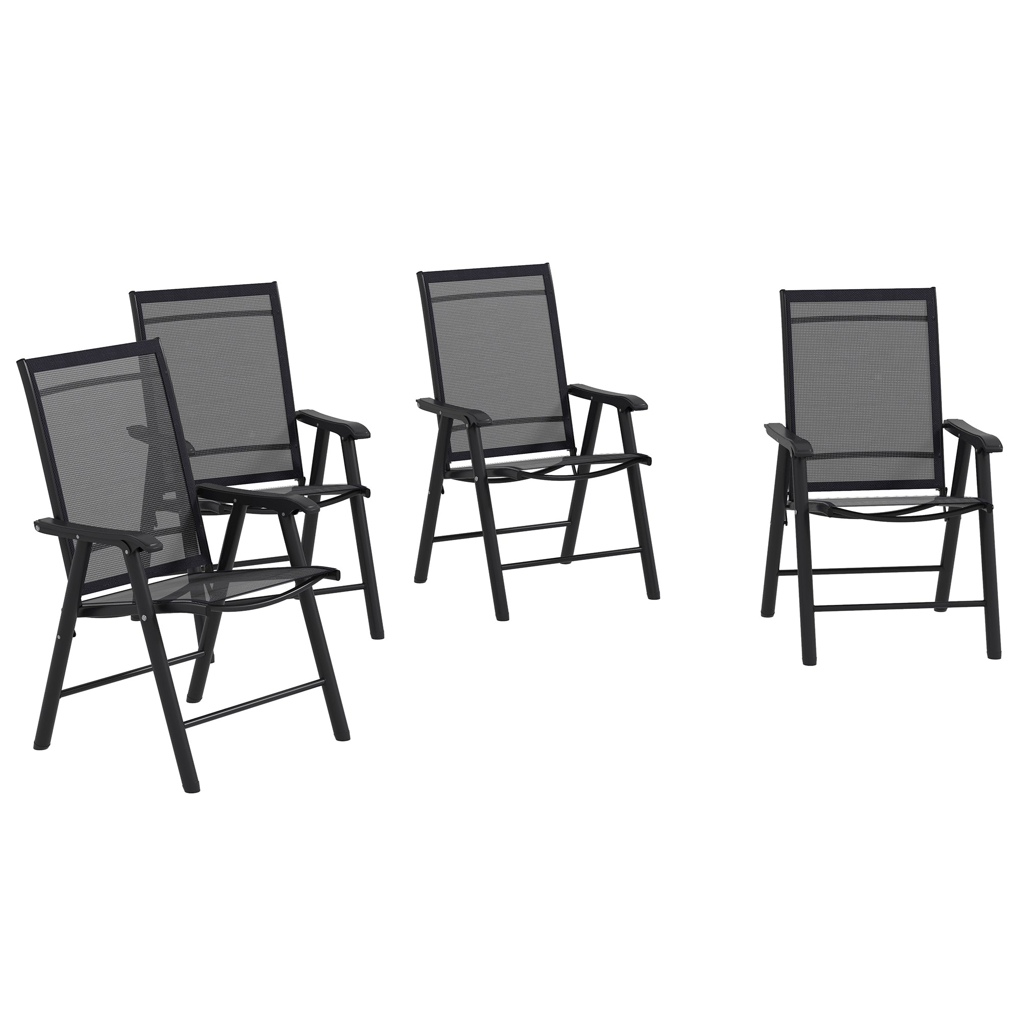 Outsunny 4-PCS Garden Armchairs Outdoor Patio Folding Furniture Black