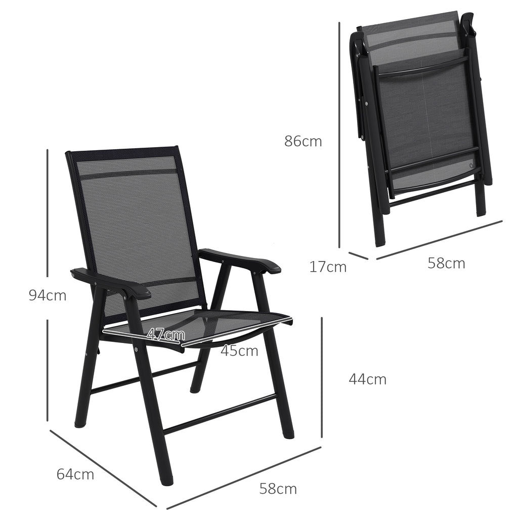 Outsunny 4-PCS Garden Armchairs Outdoor Patio Folding Furniture Black
