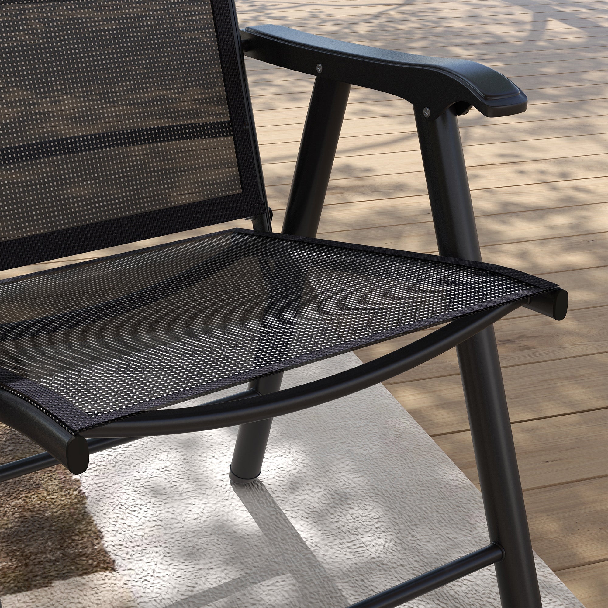 Outsunny 4-PCS Garden Armchairs Outdoor Patio Folding Furniture Black