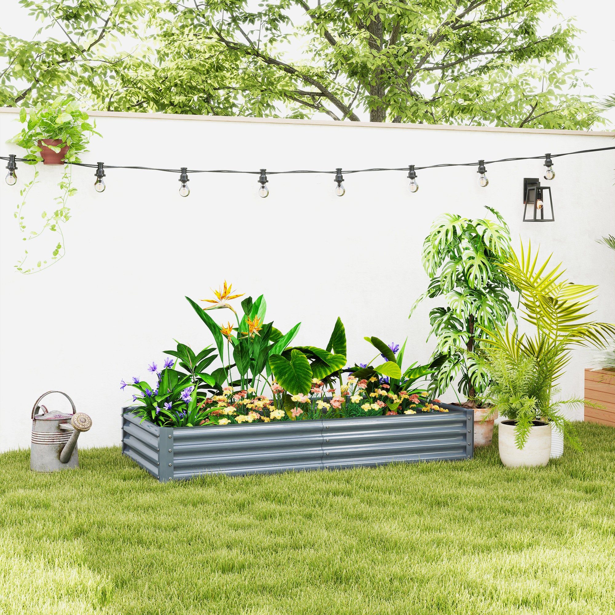 Outsunny Galvanised Raised Garden Bed - Durable, Spacious, and Weather-Resistant