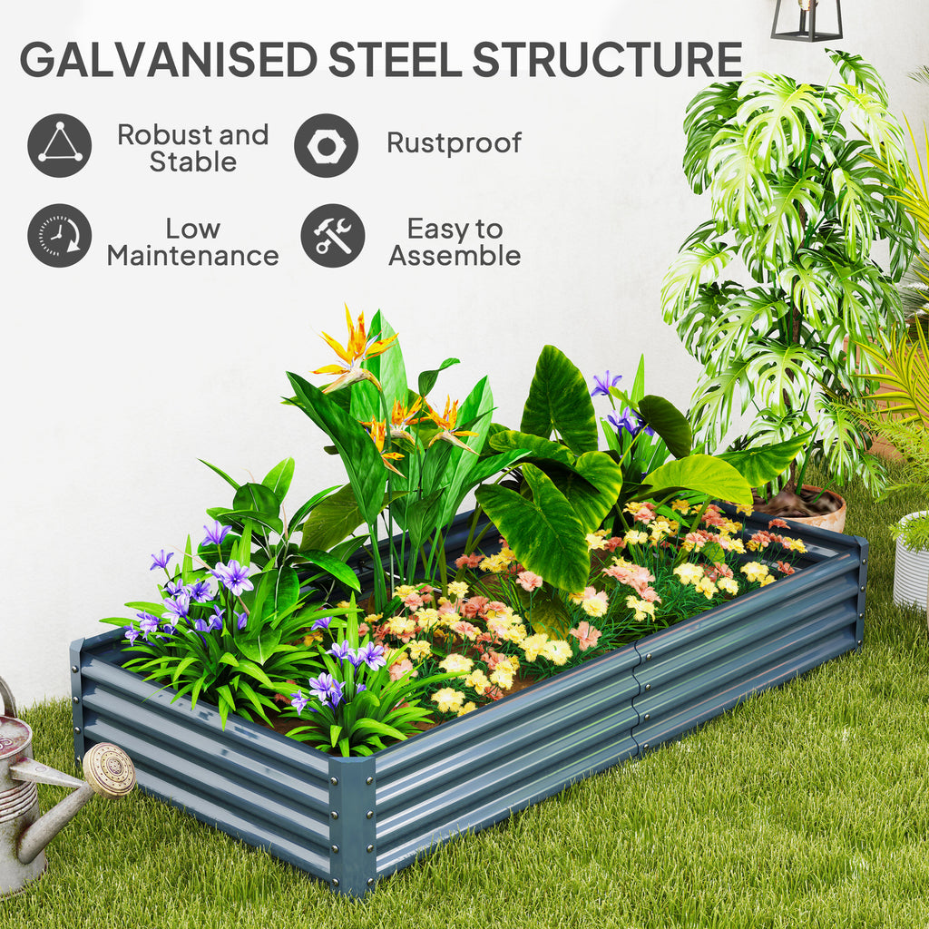 Outsunny Galvanised Raised Garden Bed - Durable, Spacious, and Weather-Resistant