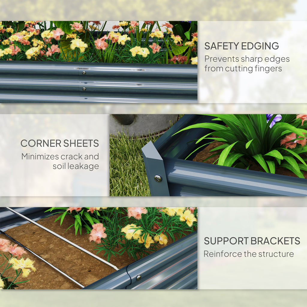 Outsunny Galvanised Raised Garden Bed - Durable, Spacious, and Weather-Resistant