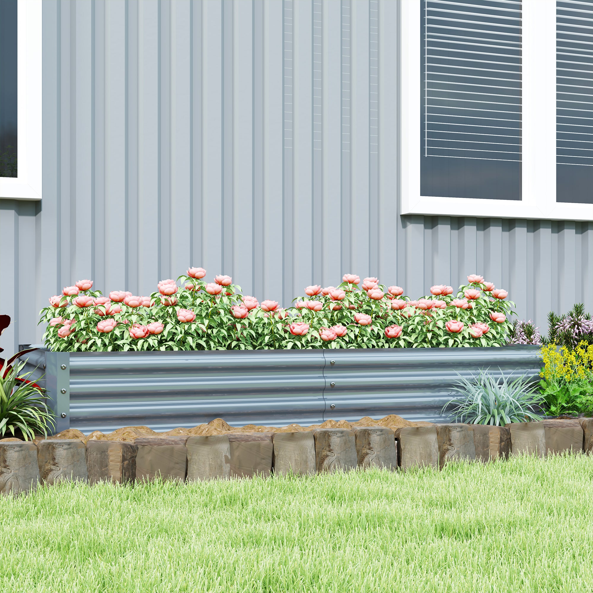 Outsunny Galvanised Raised Garden Bed - Durable, Spacious, and Weather-Resistant