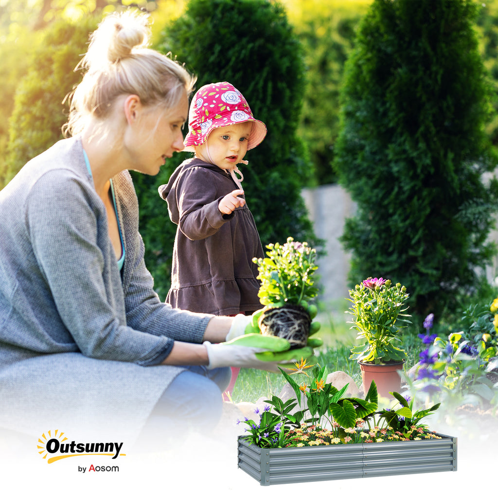Outsunny Galvanised Raised Garden Bed - Durable, Spacious, and Weather-Resistant