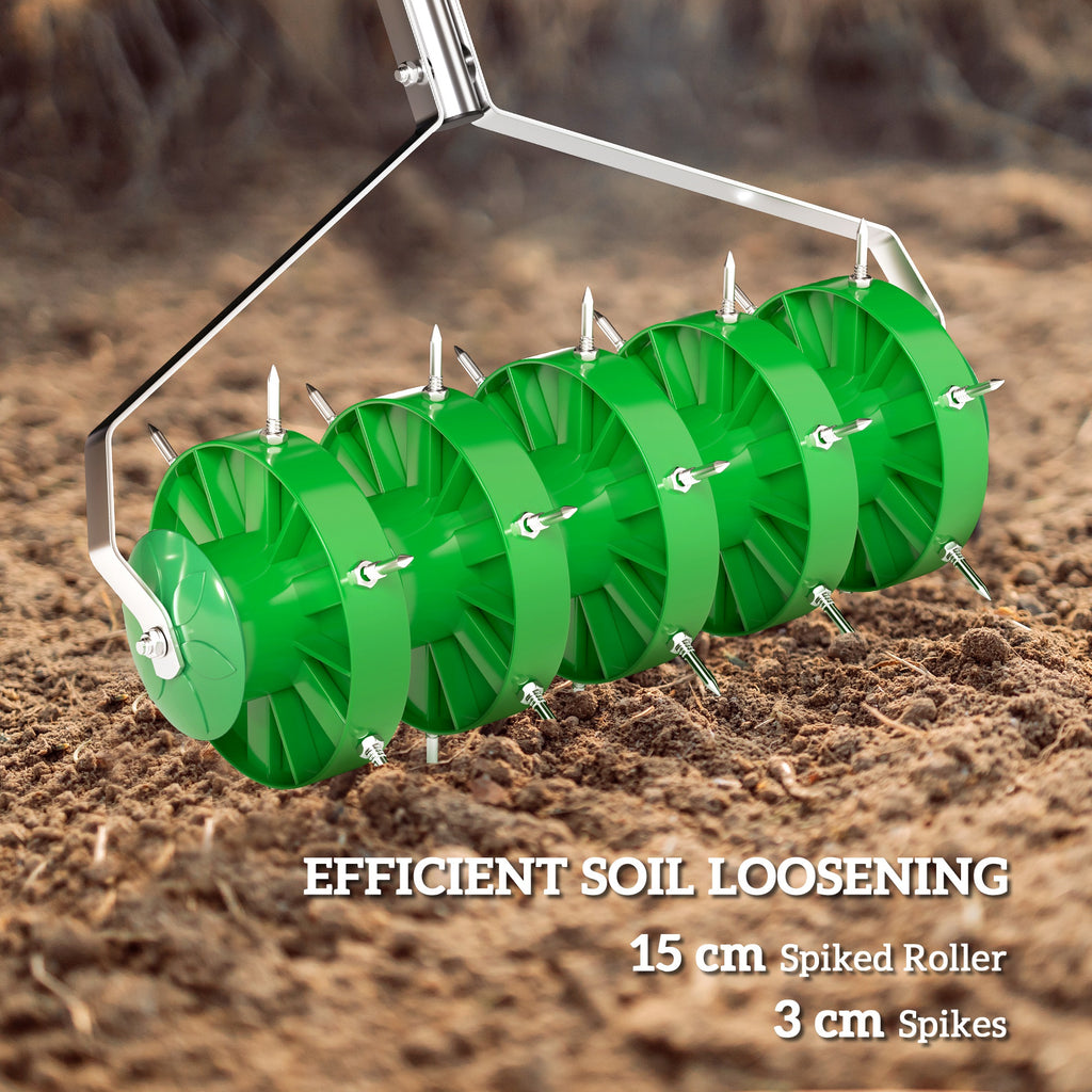 Outsunny 150mm Grass Spike Roller - Premium Lawn Aerator with T-bar Grip