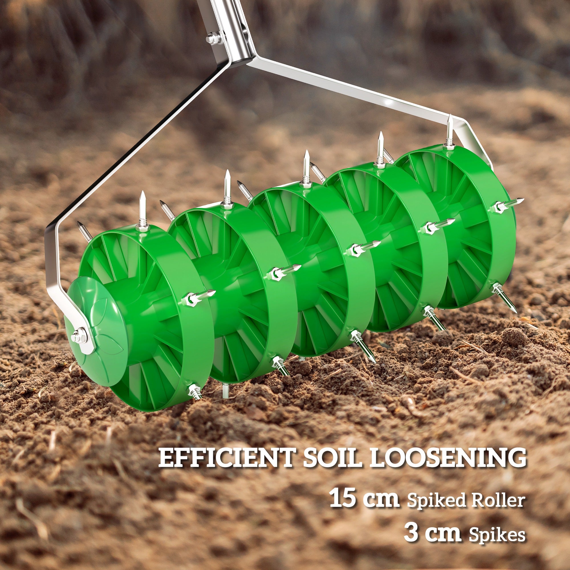 Outsunny 150mm Grass Spike Roller - Premium Lawn Aerator with T-bar Grip