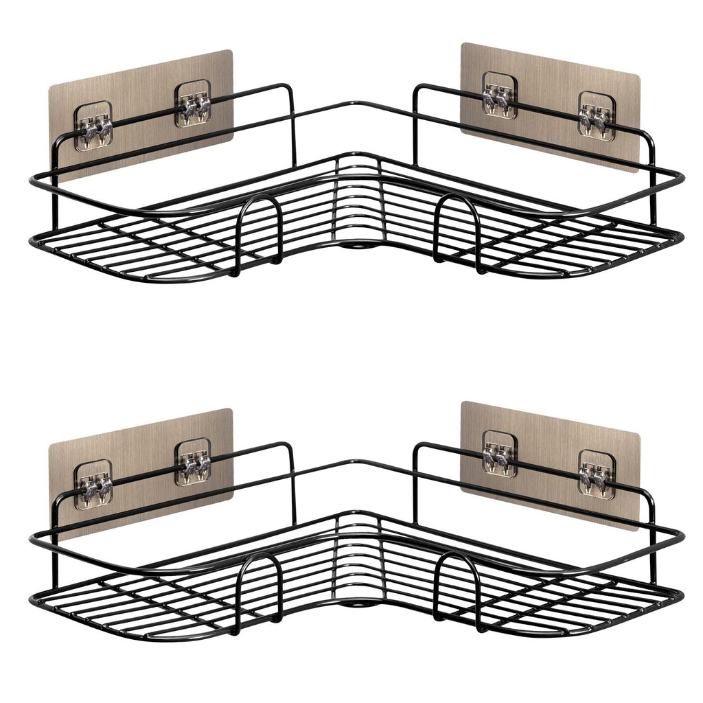 Set of 2 Corner Shower Caddy in Black Nano Coating