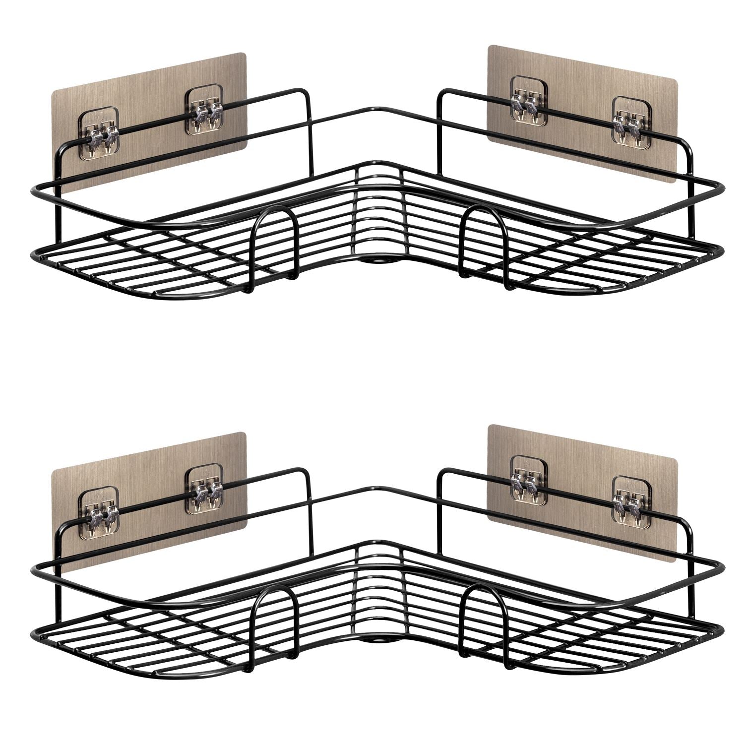 Set of 2 Corner Shower Caddy in Black Nano Coating