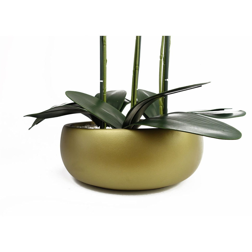 60cm Orchid Artificial Pink- Gold Ceramic Planter