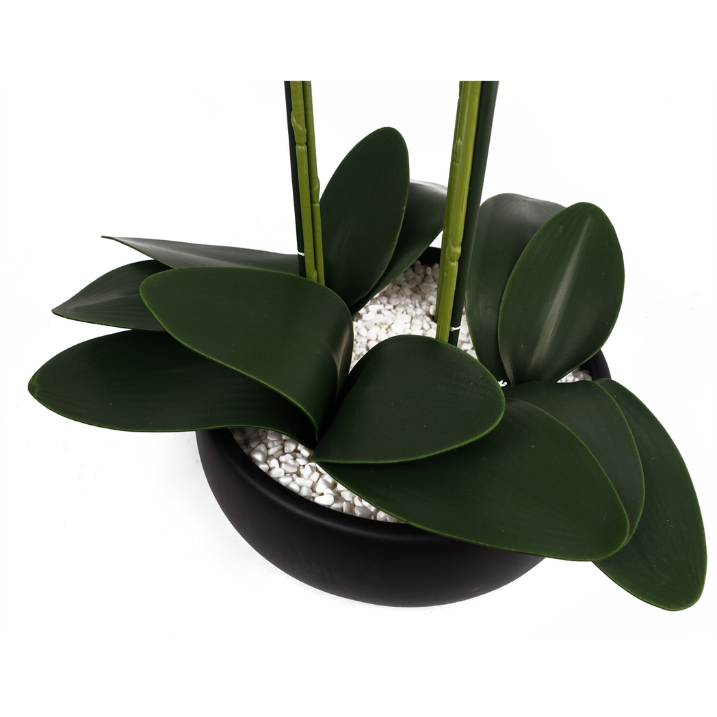 60cm Orchid Artificial Yellow Black Ceramic Planter