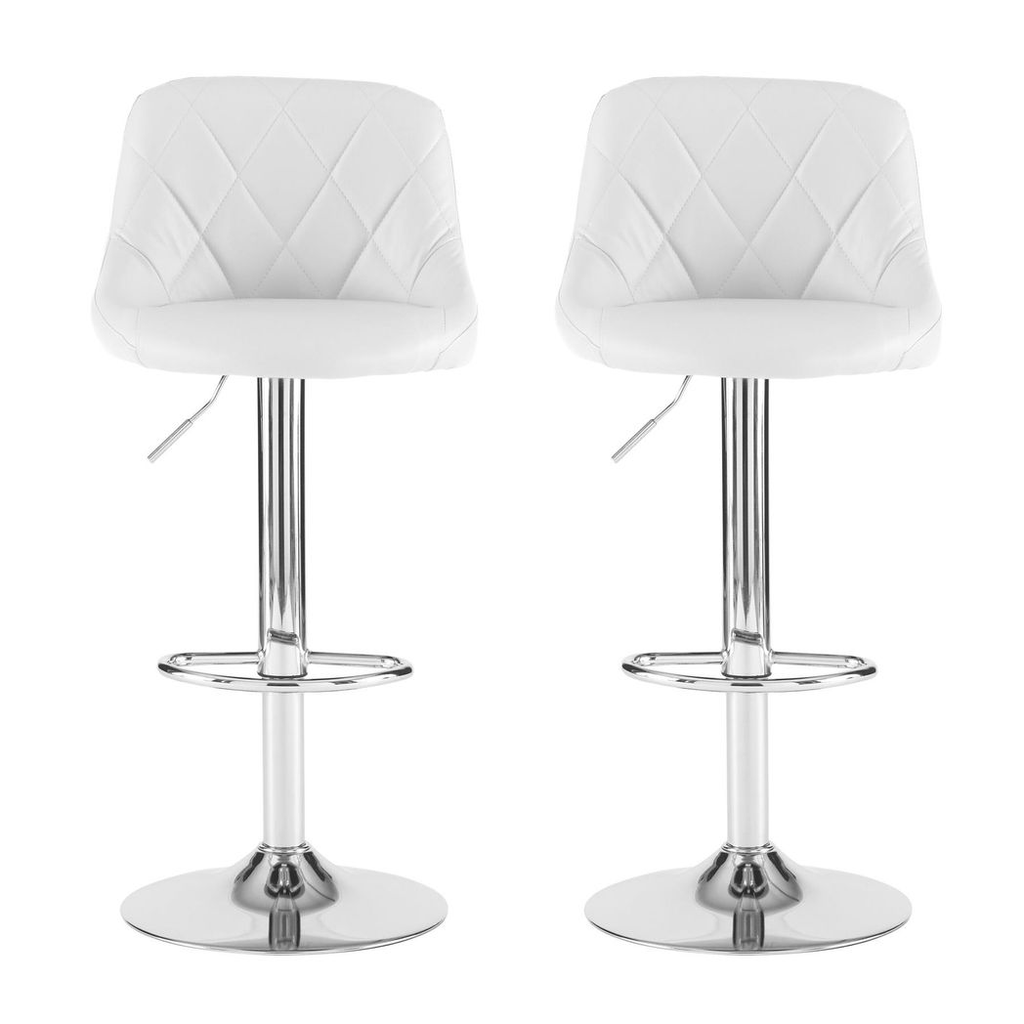 Neo Set of Two White Leather Bar Stools