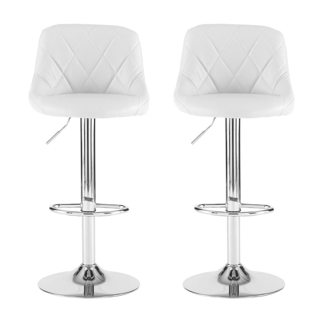 Neo Set of Two White Leather Bar Stools