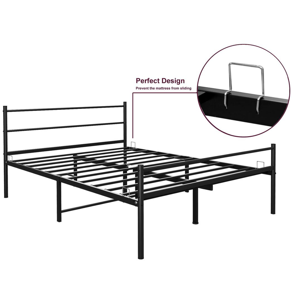 Extra Strong King metal bed in black powder coating