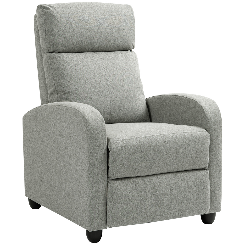 HOMCOM Linen Fabric Reclining Chair with Padded Seat, Light Grey