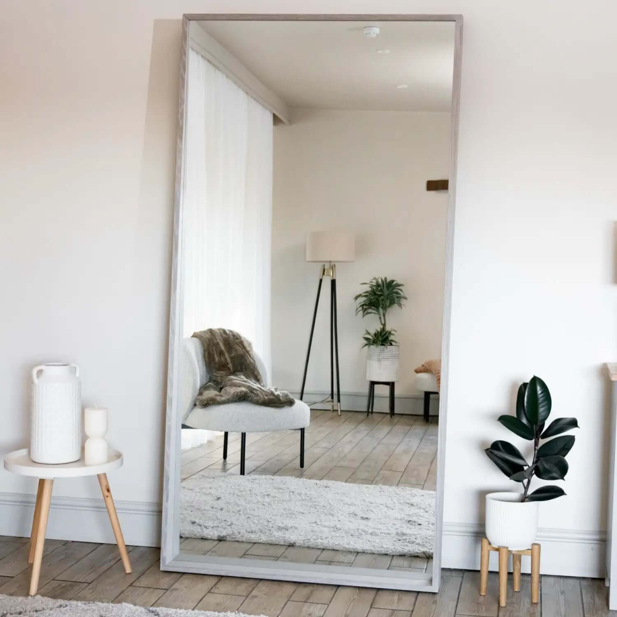 Hanaka Grey Oak Leaner Mirror – Elegant Full-Length Design (200cm x 100cm)