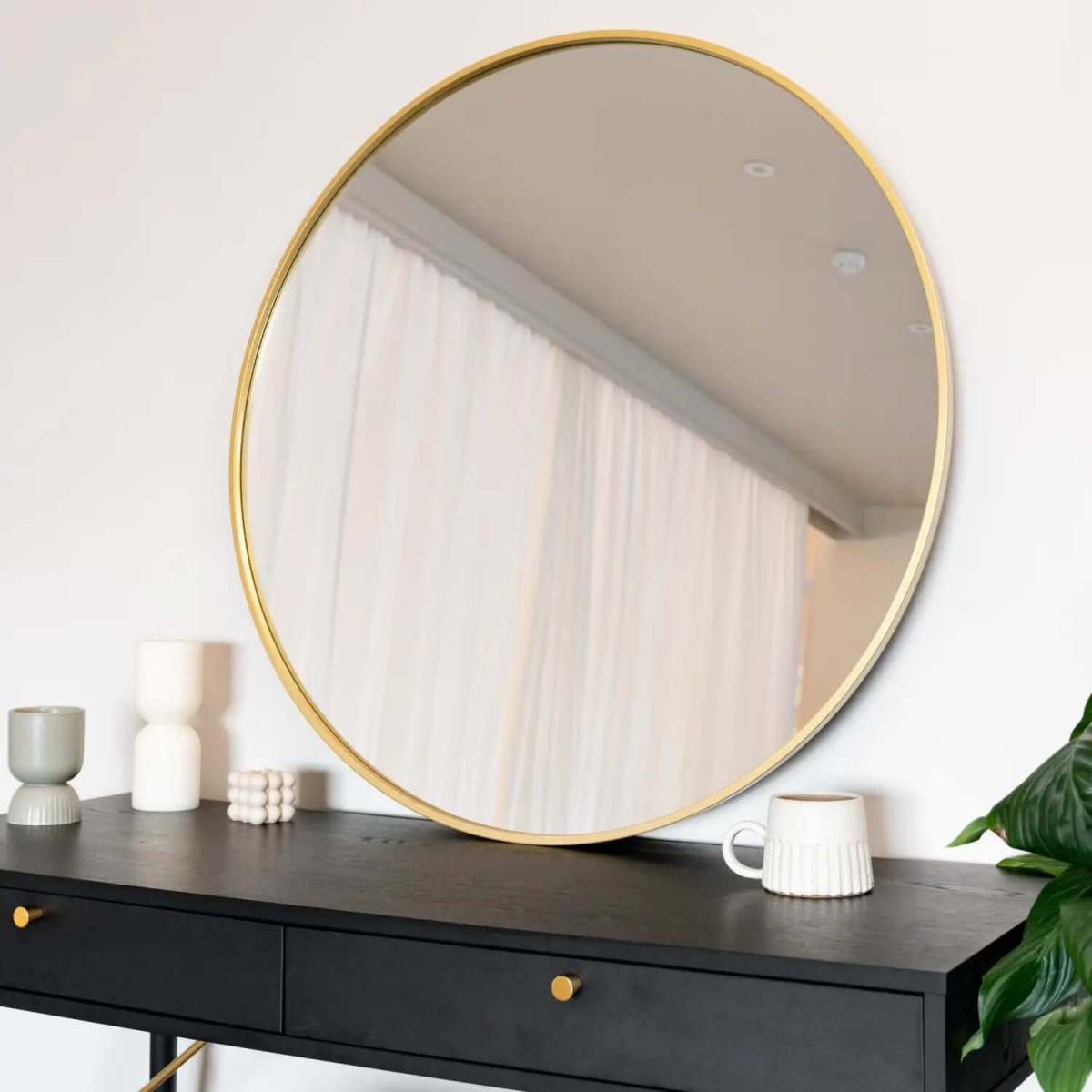 Rei Extra-Large Round Gold Metal Mirror - 90cm Circle for Stunning Decor