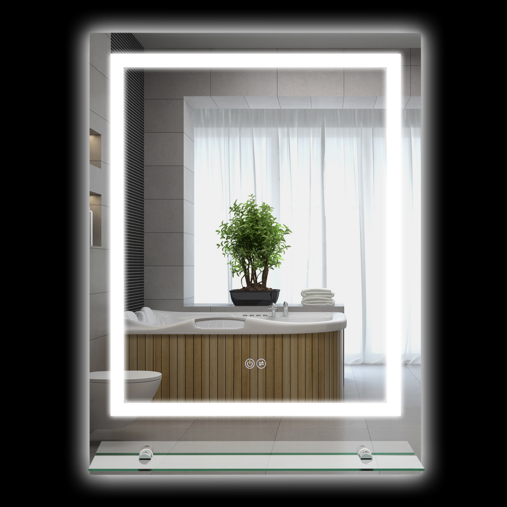 kleankin Dimmable Bathroom Mirror with LED Lights, 3 Colours, Defogging Film