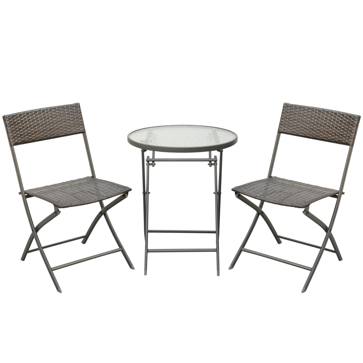 3pc Wicker Rattan Bistro Set-Brown