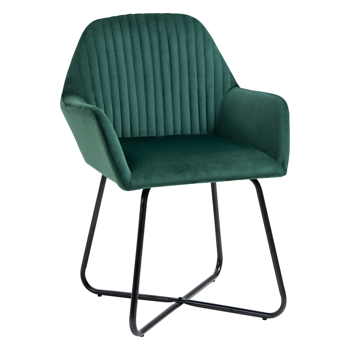Chic Velvet Accent Chair with Metal Base - Stylish Lounge Armchair in Green