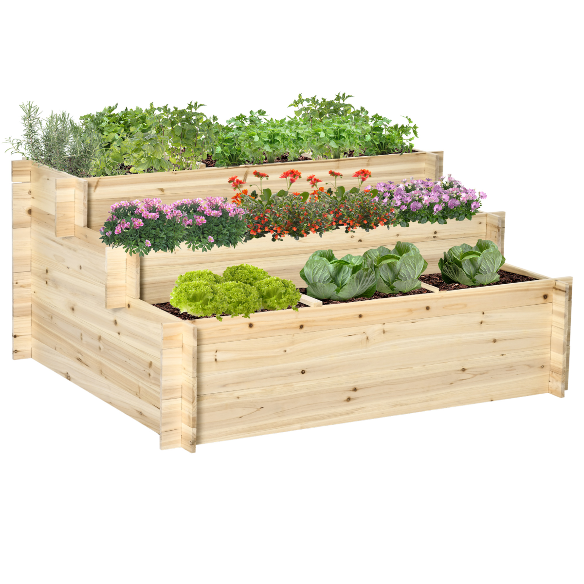3-Tier Raised Garden Box with 9 Grow Grids - Ideal for Healthy Plants!