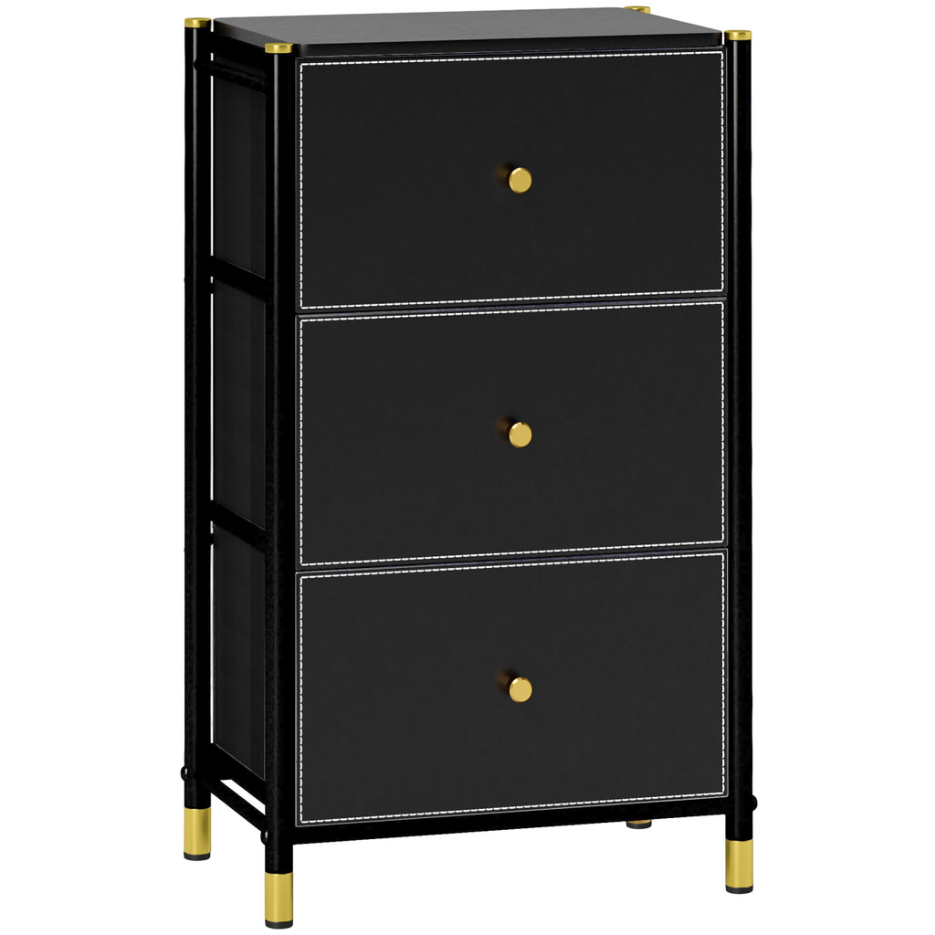 HOMCOM Chest of Drawers with 3 Drawers for Bedroom, Living Room, Black