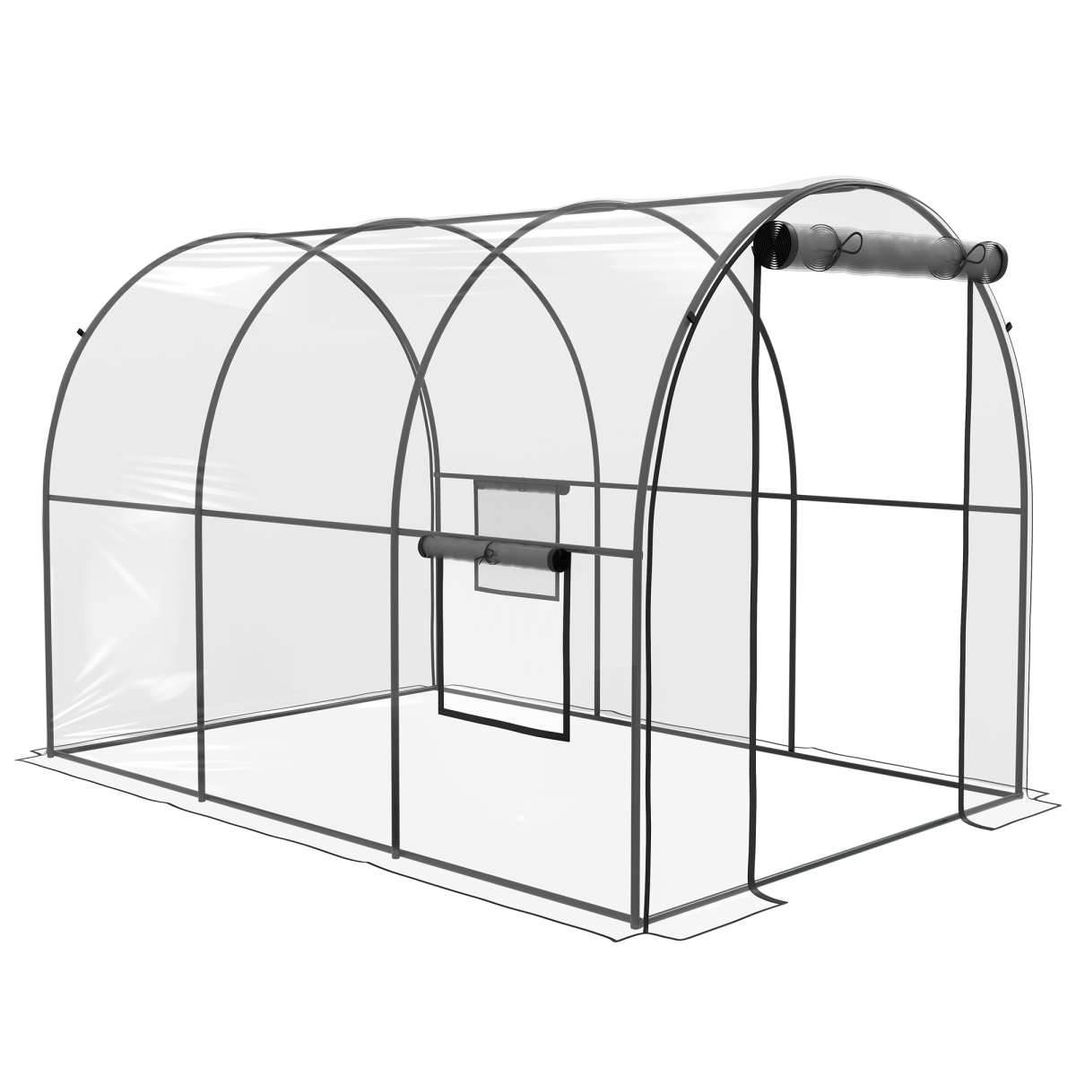 Outsunny 3x2m Polytunnel Greenhouse: Steel Frame, Roll-Up Door & Airy Windows