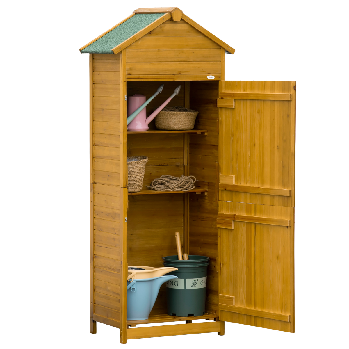 Wooden Garden Storage Shed Tool Cabinet w/ Two Lockable Door 191.5x79x49cm