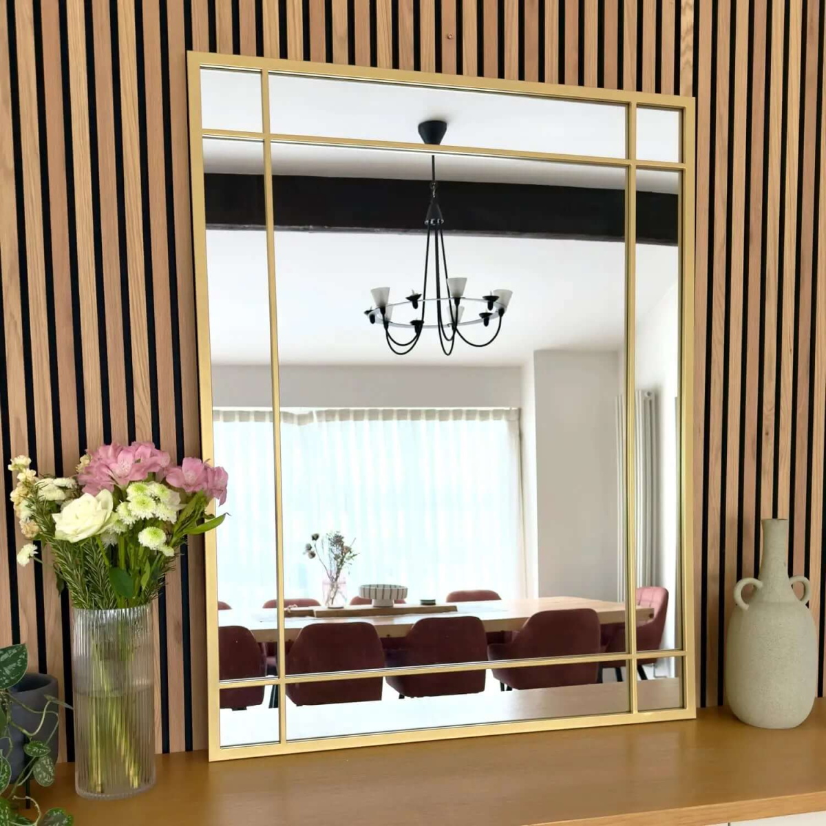 Aimi Gold Metal Window Mirror - Elegant 120cm x 95cm Statement Piece