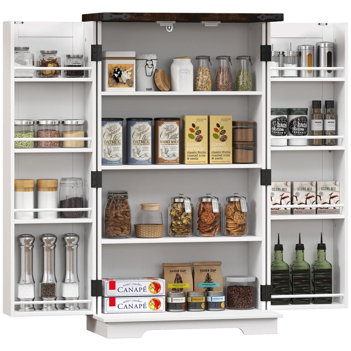 Stylish Farmhouse Cabinet with Adjustable Shelves - Sturdy Storage Solution