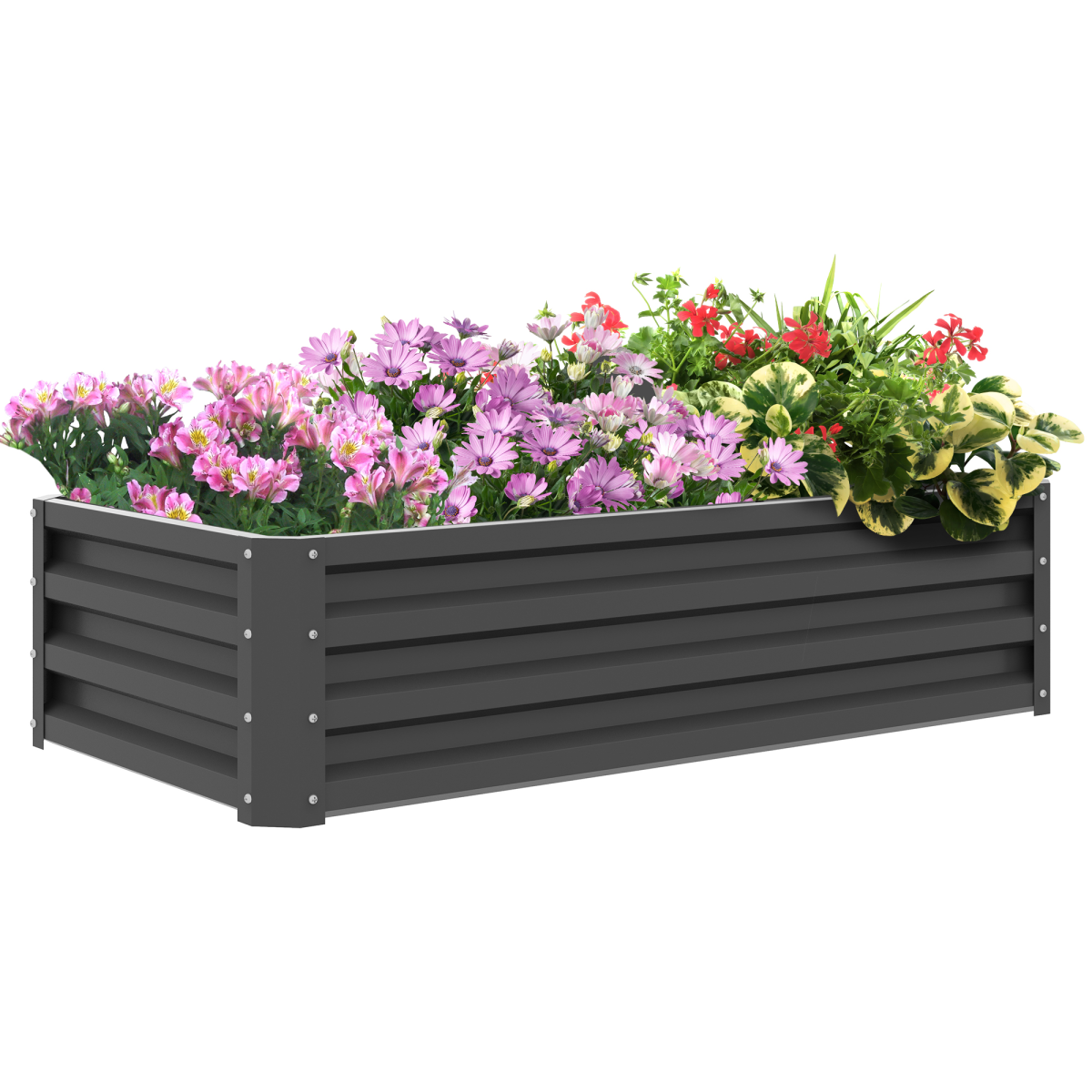 Outsunny Steel Raised Garden Bed - Stylish Elevated Planter Box in Light Grey
