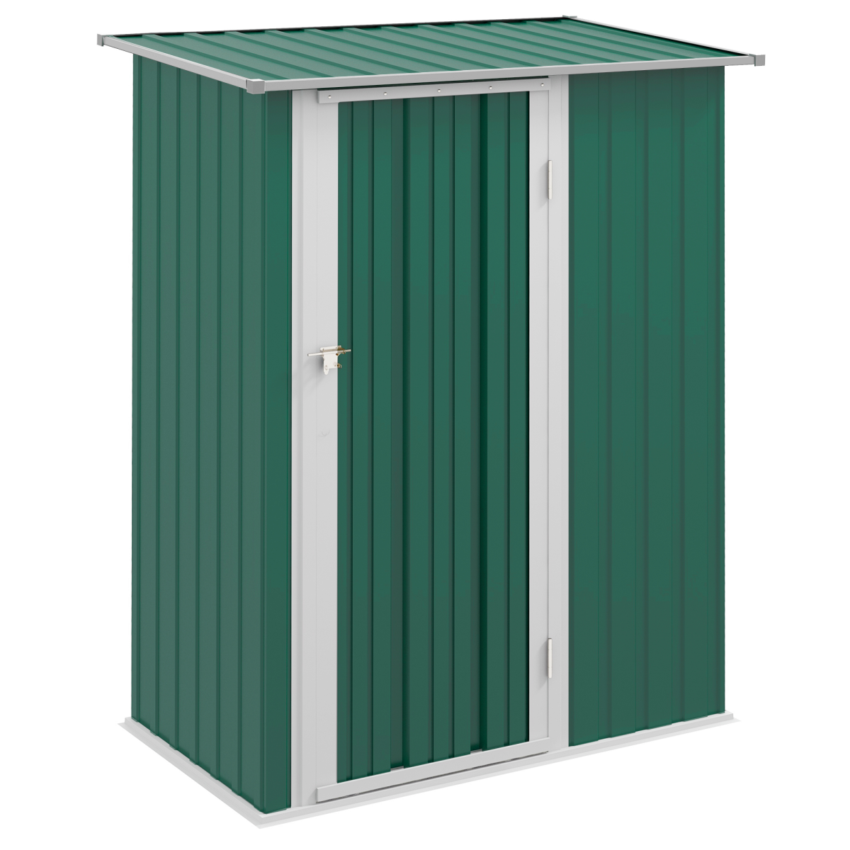 4.7ft x 2.8ft Garden Shed Steel Sloped Roof Door w/ Latch Green