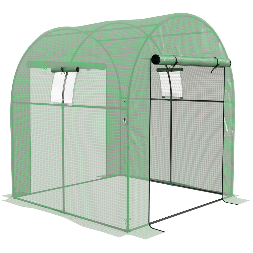 Outsunny 1.8x2m UV-Resistant Polytunnel Greenhouse with Roll-Up Doors & Windows