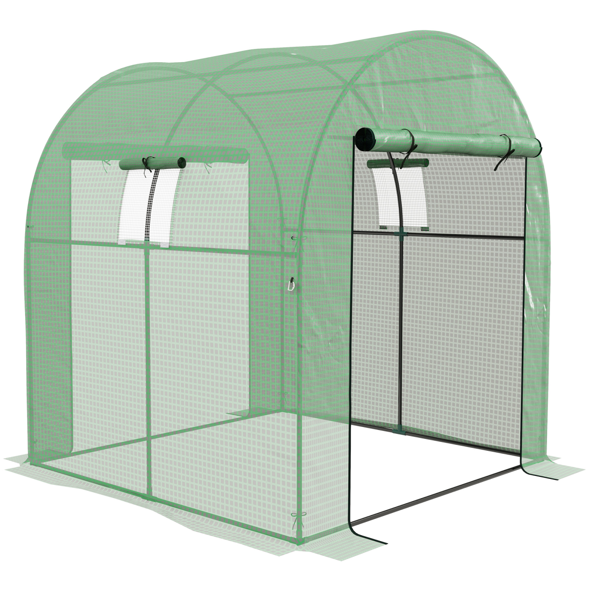 Outsunny 1.8x2m UV-Resistant Polytunnel Greenhouse with Roll-Up Doors & Windows